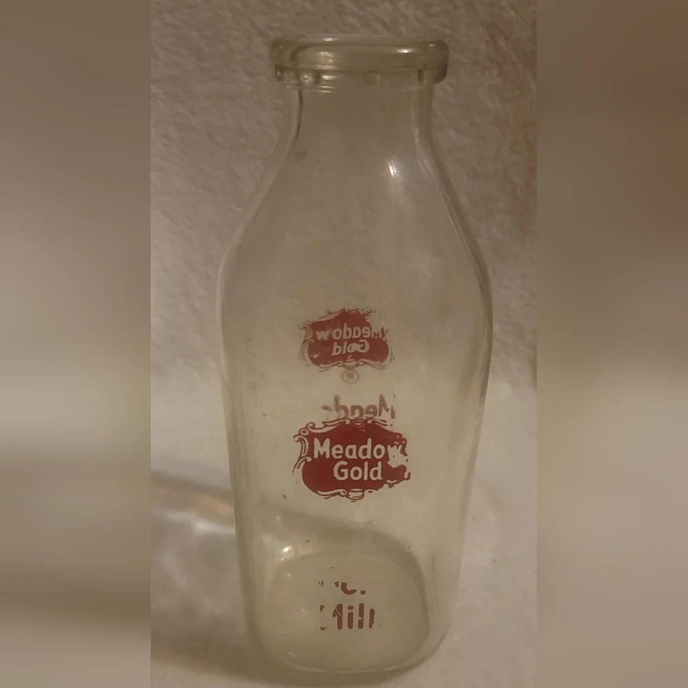 Vintage Meadow Gold Milk Bottle